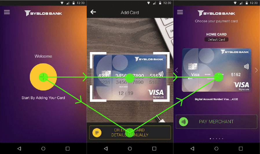 The UI/UX user flow pattern and screens upon first launching the application