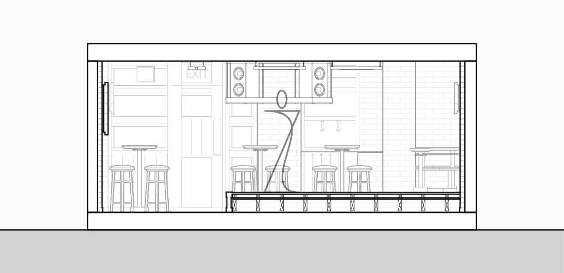 Detailed Architectural Section showing the design cutting through the stage area