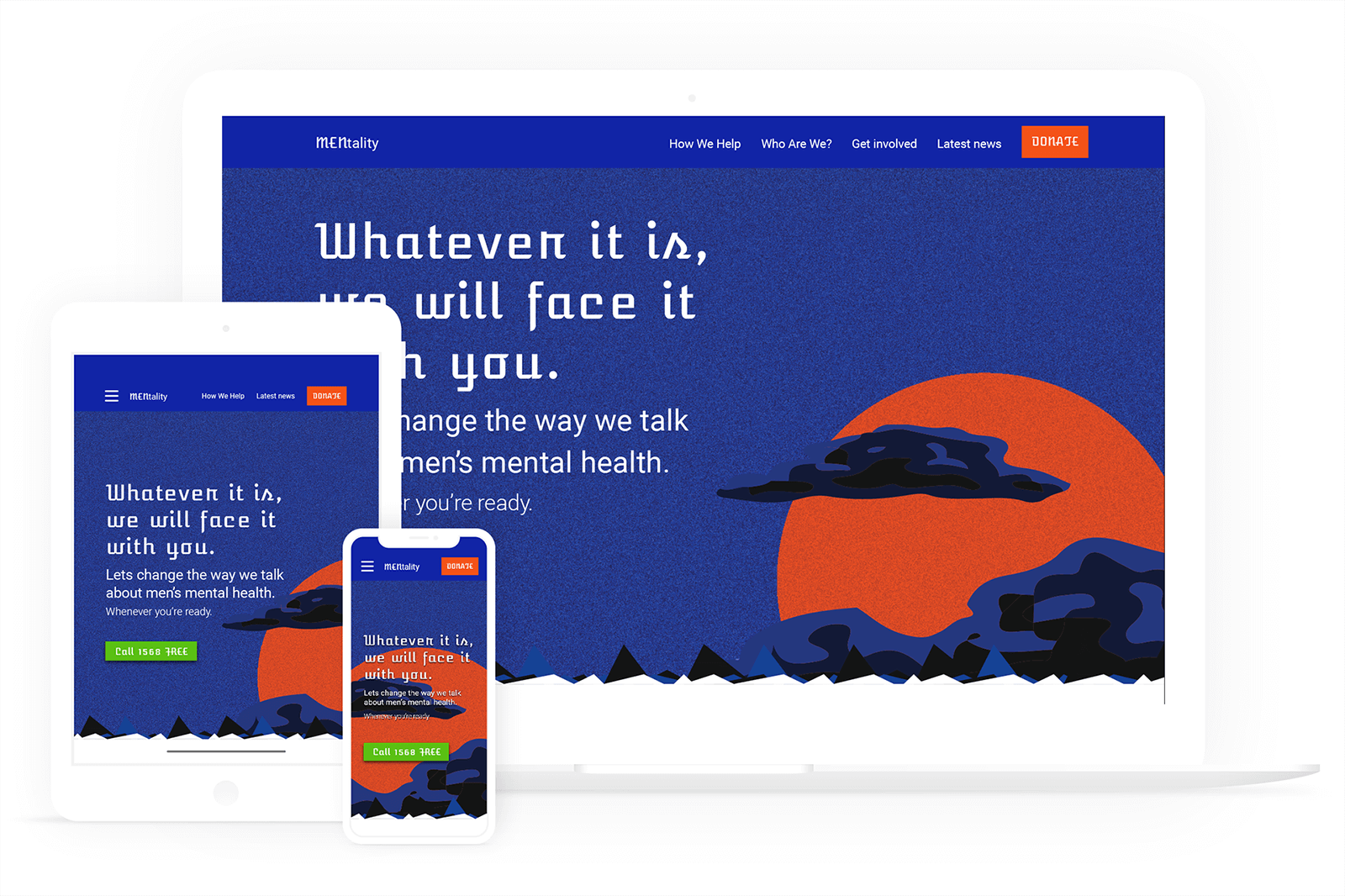 The design of the header and landing page along with their various breaking points