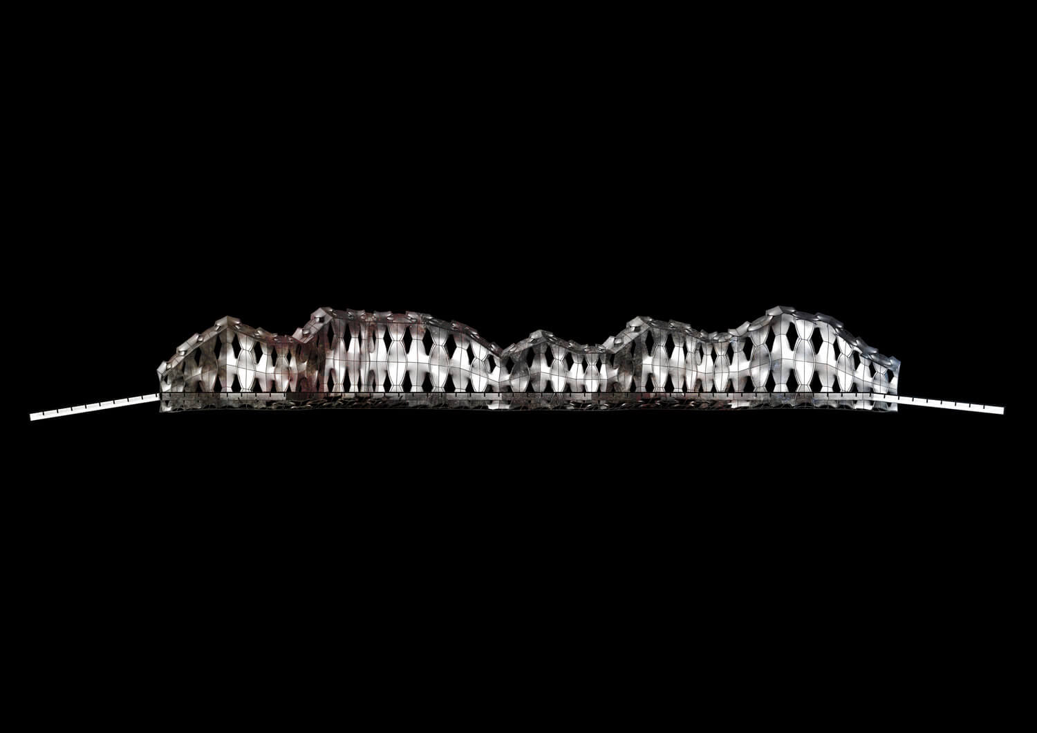 Section view of the surface mapping experiment showing the structure a long tunnel