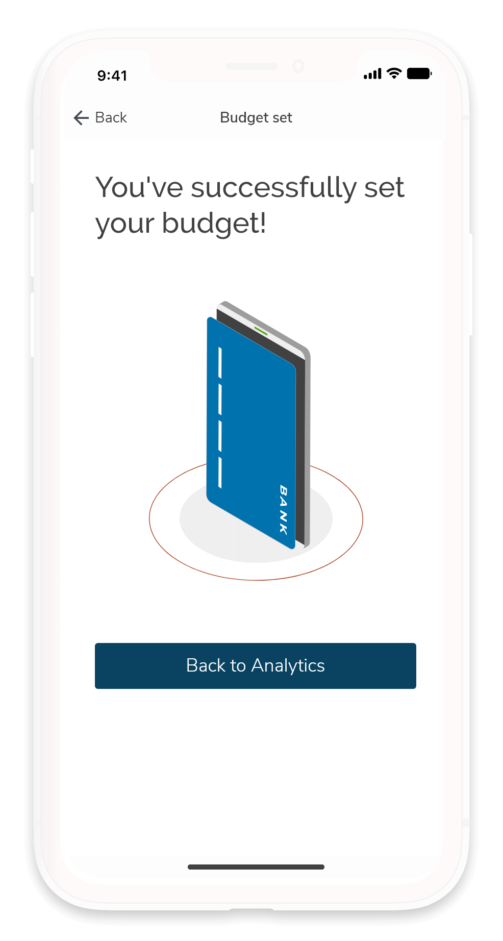 Screenshot where a user has successfully set a budget