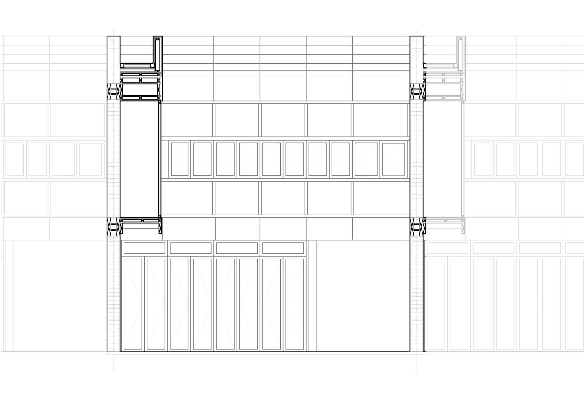 Detailed section drawing cutting through the bridge element