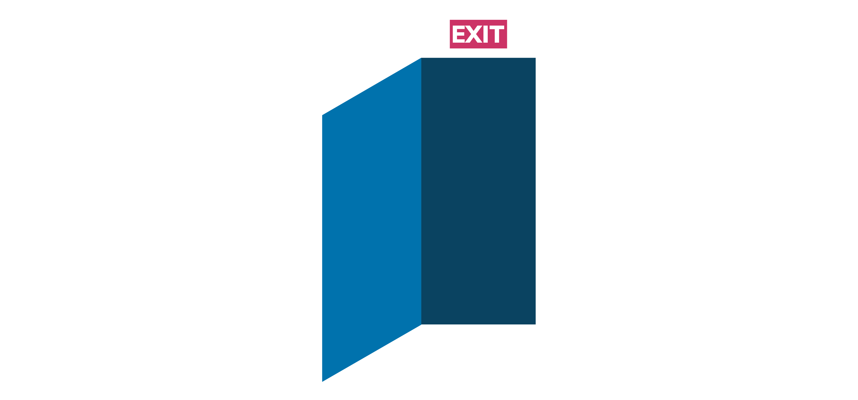 Illustration showing an emergency exit door with a clear demarcated exit sign