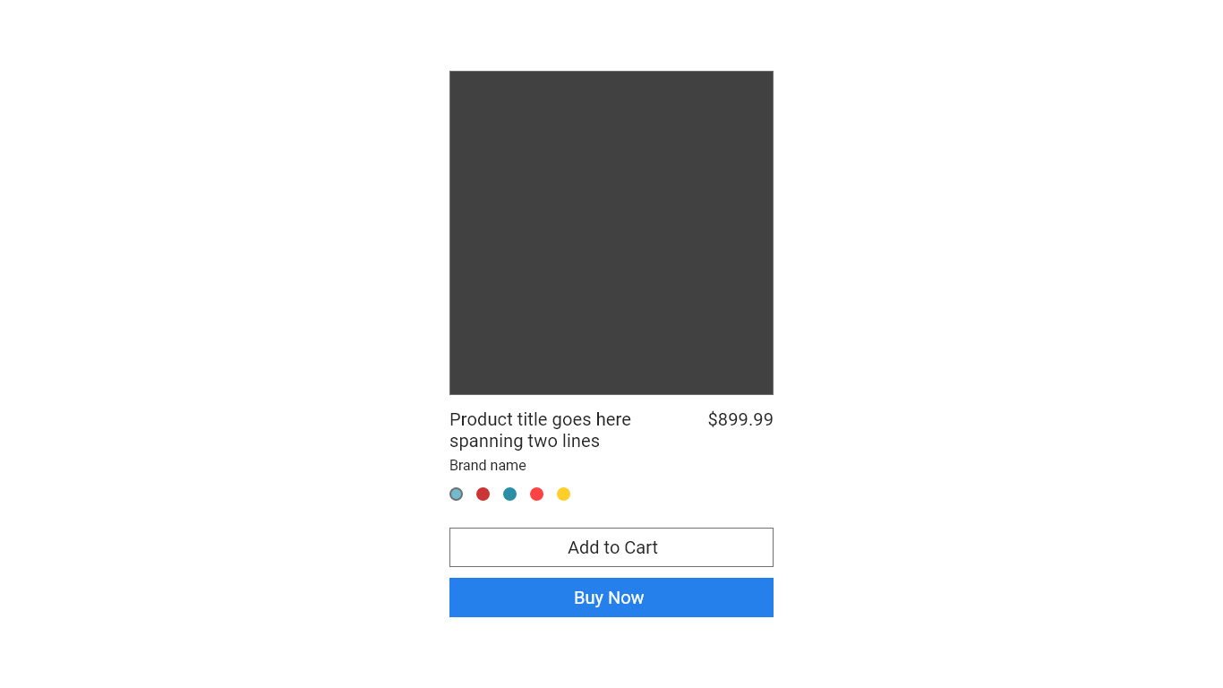 A product card from a product listing page where the design emphasizes the price by placing it in bigger text size and inline with the product name