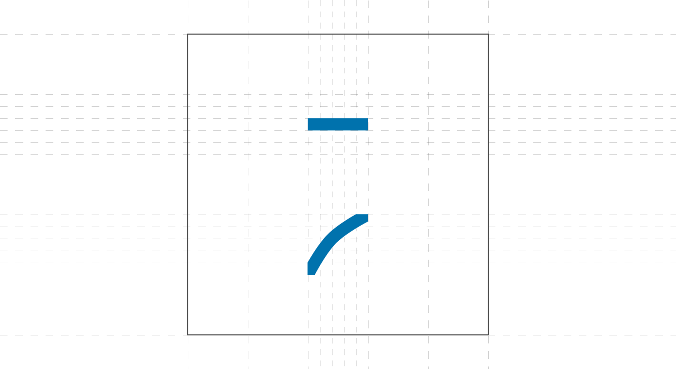 Showing a rectilinear and a curvilinear line to clearly show the difference between both line types